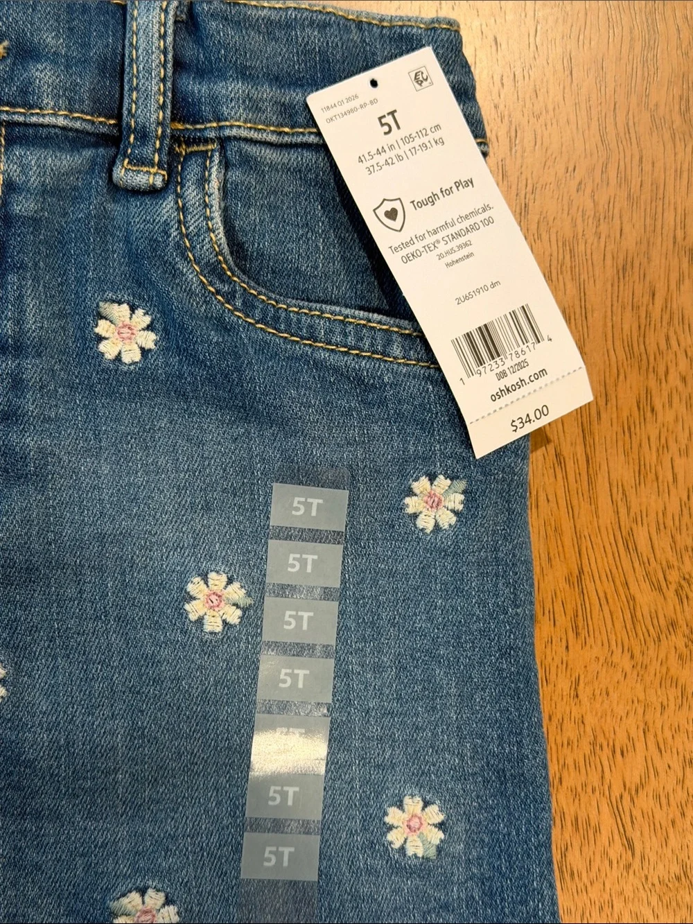 Oshkosh Girls 5T Denim Floral Shorts